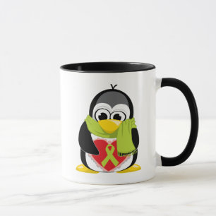Caneca Lenço do pinguim da fita do verde limão
