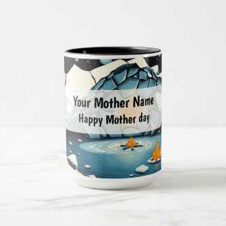 Caneca Lenha de Madeira Gelo Partido Fogo Abraço Azul