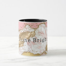 Caneca Lente Dourada de mármore branco rosa