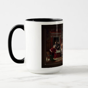 Caneca Leonardo da Cutro e Ruy Lopez jogam xadrez