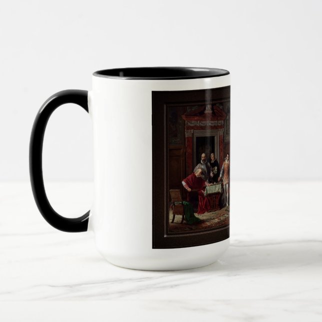 Caneca Leonardo da Cutro e Ruy Lopez jogam xadrez (Esquerda)