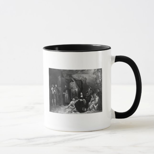 Caneca Leonardo da Vinci que pinta o Gioconda (Direita)