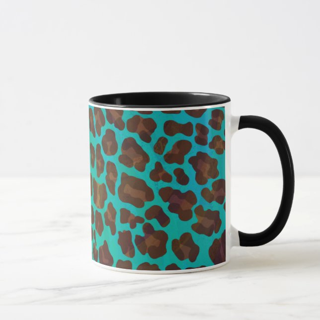Caneca Leopard Brown e Teal Impressão (Direita)