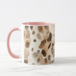 Caneca Leopardo Coração com Laço Rosa
