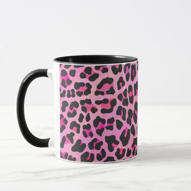 Caneca Leopardo, Impressão preto e rosa quente (Esquerda)