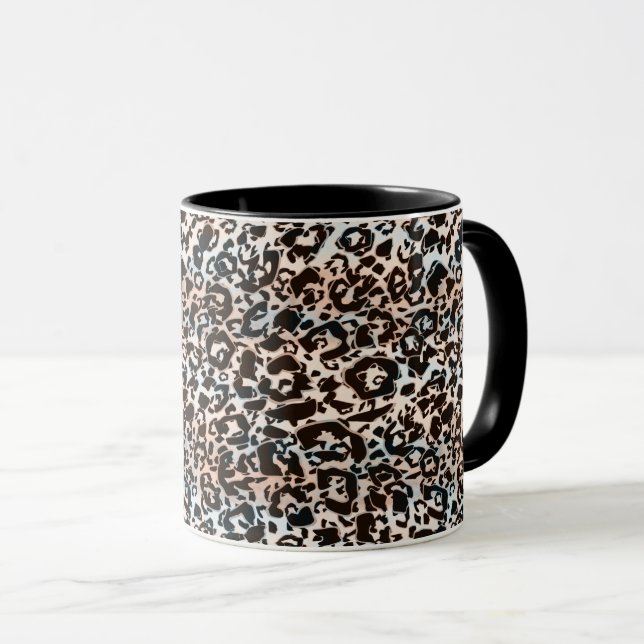 Caneca leopardo, moda, avistada, marrom, bege, pele, (Frente Esquerda)