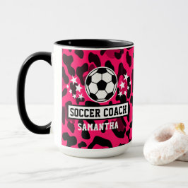 Caneca Leopardo Rosa Imprime Nome do Treinador