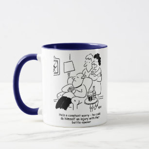 Caneca Lesão com um abridor de garrafas