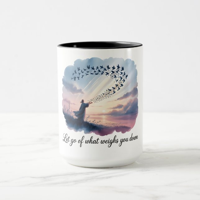Caneca Let Go - Watercolor Dove Flight Mug (Centro)