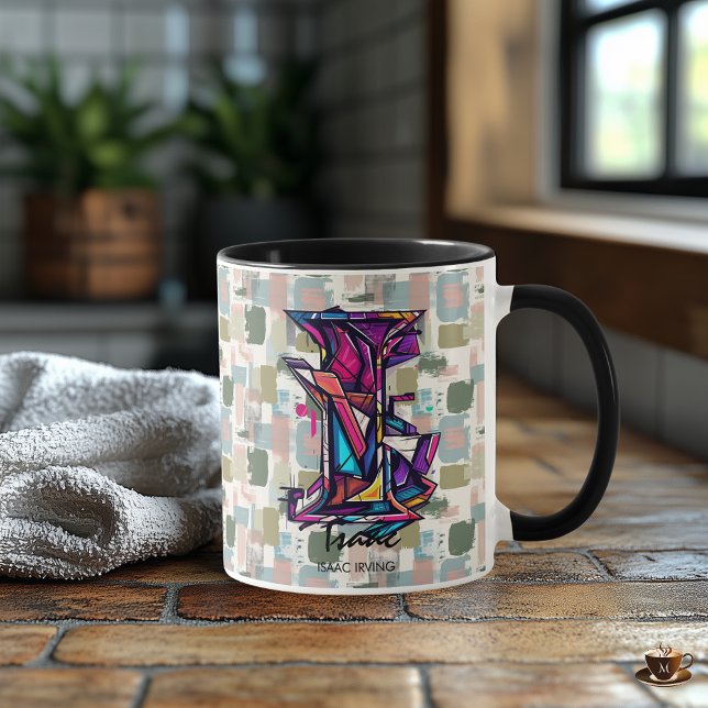 Caneca Letra abstrata I arte geométrica moderna (Criador carregado)