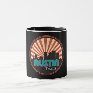 Caneca Letra Austin Texas Tx City State Skyline Vintage
