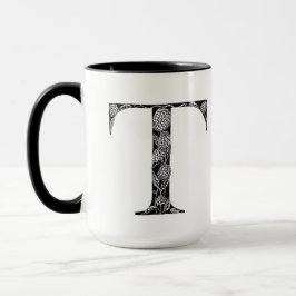 Caneca Letra botânica T Mug, Arte de Elizabeth Sampson