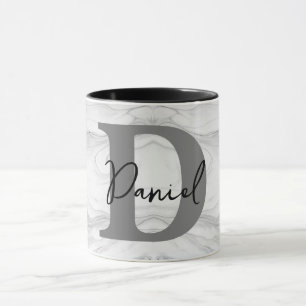 Caneca Letra D Monograma de Mármore Clássico e Moderno
