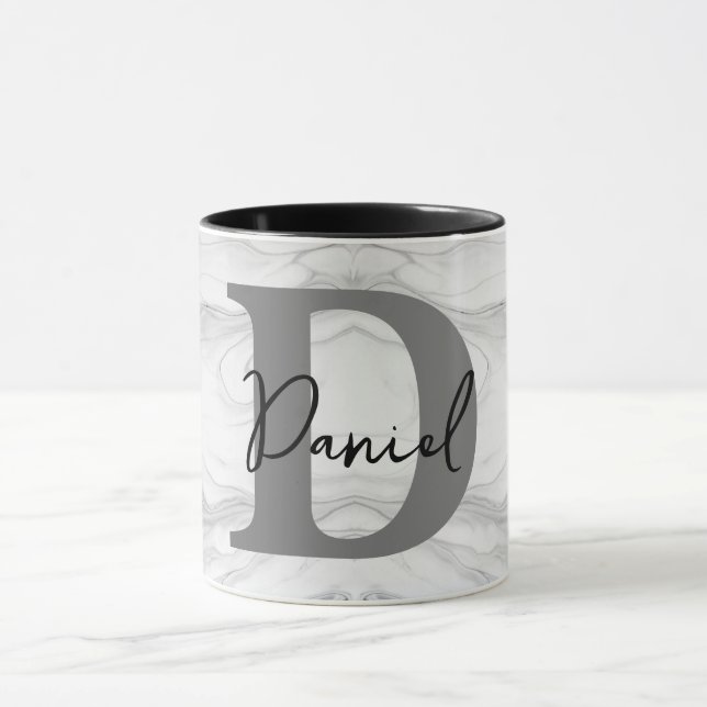 Caneca Letra D Monograma de Mármore Clássico e Moderno (Centro)