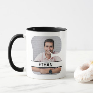 Caneca Letra 'E' personalizada com foto e nome