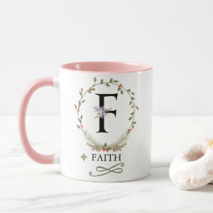 Caneca Letra floral acesa F Monograma Mug