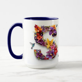 Caneca Letra Floral Personalizada S