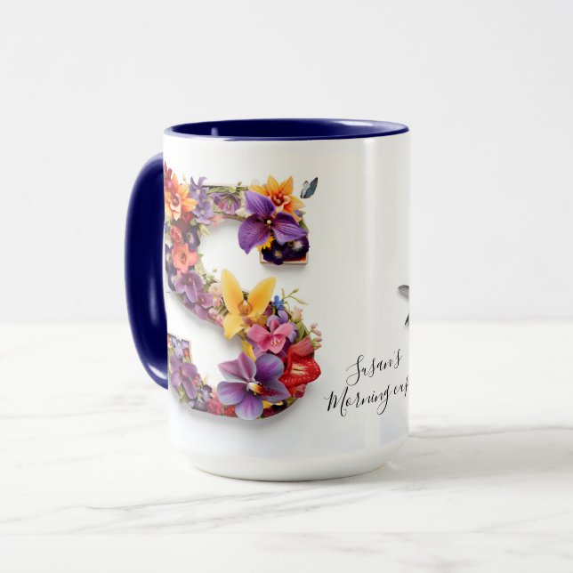 Caneca Letra Floral Personalizada S (Frente Esquerda)