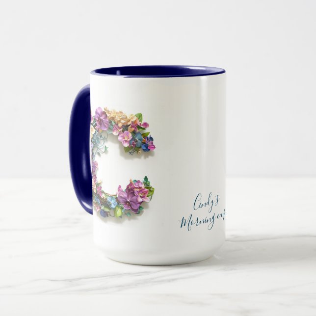 Caneca Letra Floral Personalizada S (Frente Esquerda)