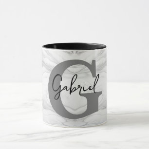 Caneca Letra G de Monograma de Mármore Moderno e Clássico