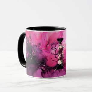 Caneca Letra I Monograma de Mármore Rosa e Roxo