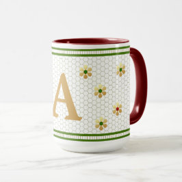 Caneca Letra Inicial Personalizada | Favo de Mel Dourado