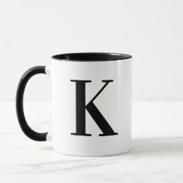 Caneca Letra K de Monograma Preto Moderno Personalizado