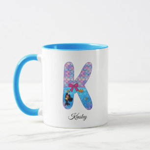 Caneca Letra K do Alfabeto de Sereia Personalizada