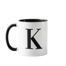 Letra K Monograma Preta Personalizada