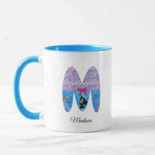 Caneca Letra M de Alfabeto de Sereia Personalizada