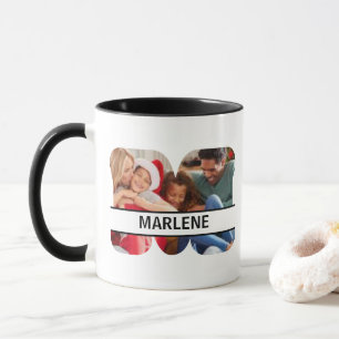 Caneca Letra 'M' personalizada com foto e nome