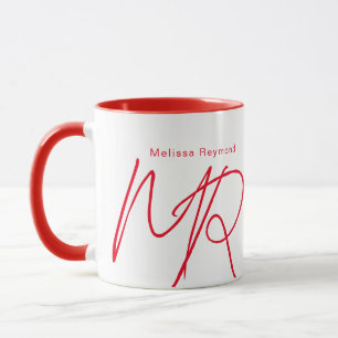 Caneca Letra Minúscula Script Monograma Vermelho