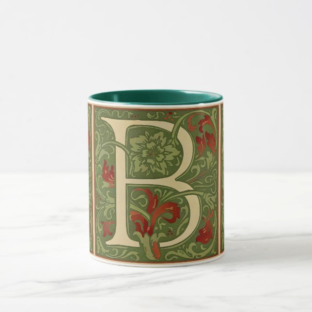 Caneca Letra Monograma de William Morris B Floral Vermelh (Centro)