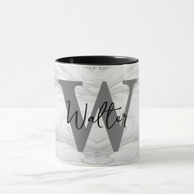 Caneca Letra Monograma em Mármore Moderno e Clássico W (Centro)