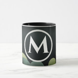 Caneca Letra Monograma Moderna Retro Bolha Preta