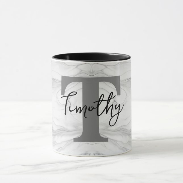 Caneca Letra Monograma T em Mármore Moderna e Clássica (Centro)