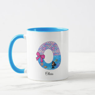 Caneca Letra O do Alfabeto de Sereia Personalizada