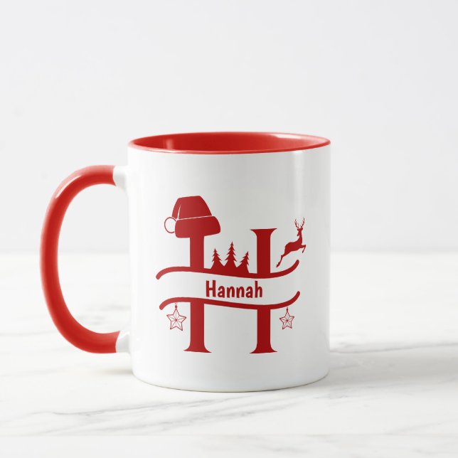 Caneca Letra personalizada H Nome Monograma Mug (Esquerda)