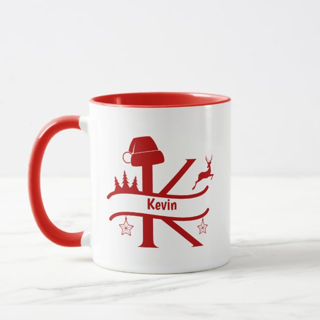 Caneca Letra personalizada K Nome Monograma Mug (Esquerda)