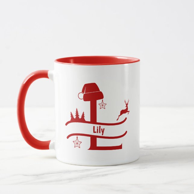 Caneca Letra personalizada L Nome Monograma Mug (Esquerda)