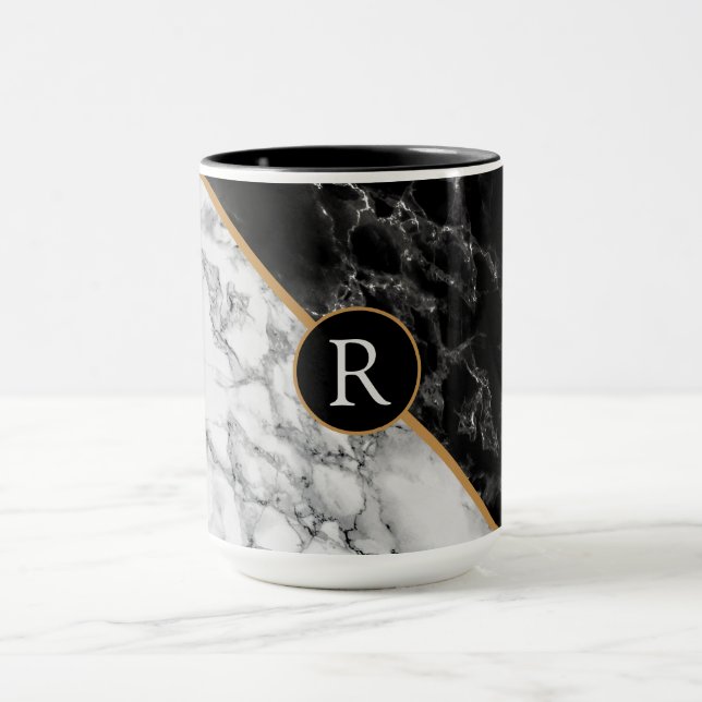 Caneca Letra personalizada Mug Marble Stone Design (Centro)