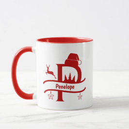 Caneca Letra personalizada P Nome Monograma Mug