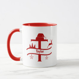 Caneca Letra personalizada T Nome Monograma Mug