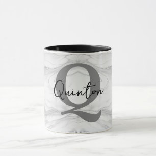 Caneca Letra Q de Monograma de Mármore Moderno e Clássico