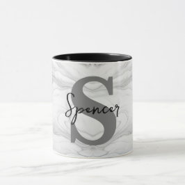 Caneca Letra S Monograma de Mármore Clássico e Moderno