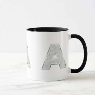 Caneca Letra Silver Glitter A