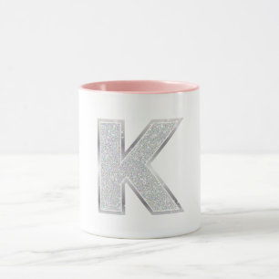 Caneca Letra Silver Glitter K