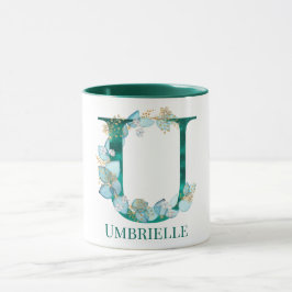 Caneca Letra U de branco e monograma Dourado