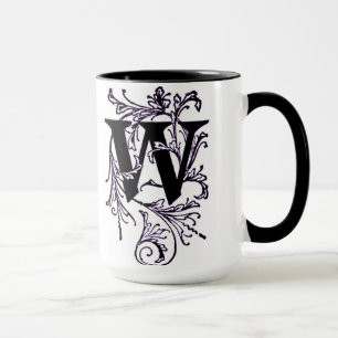 Caneca Letra 'W' Embalada em Vinhas Roxas - Mug
