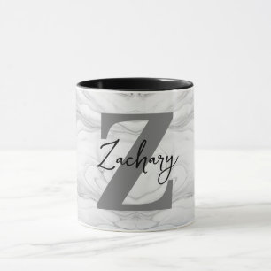 Caneca Letra Z Monograma de Mármore Clássico e Moderno